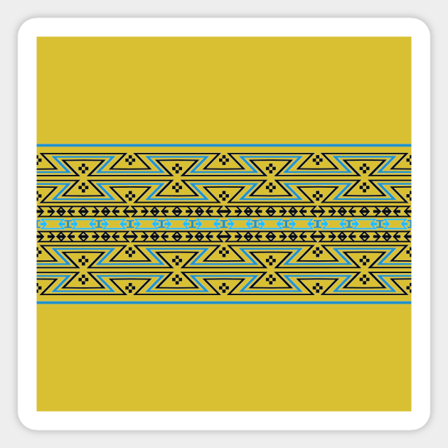 Native American Traditional Ethnic Tribal Geometric Navajo Blanket Motif Pattern Yellow Sticker by oknoki